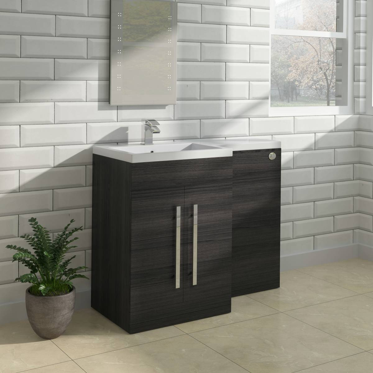 Bathroom Combined Furniture 1100mm L Shape Vanity Unit RH LH Basin Sink