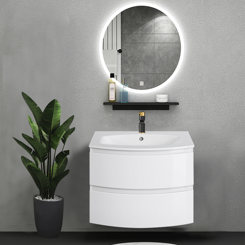 Bathroom D Shaped Vanity Unit 2 Drawer Wall Hung Storage 700mm