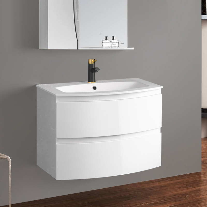 Bathroom D Shaped Vanity Unit 2 Drawer Wall Hung Storage 700mm White eBay