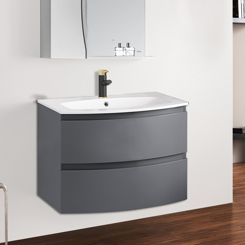 Bathroom Curved Vanity Unit Storage 2 Drawer Cabinet Wall ...