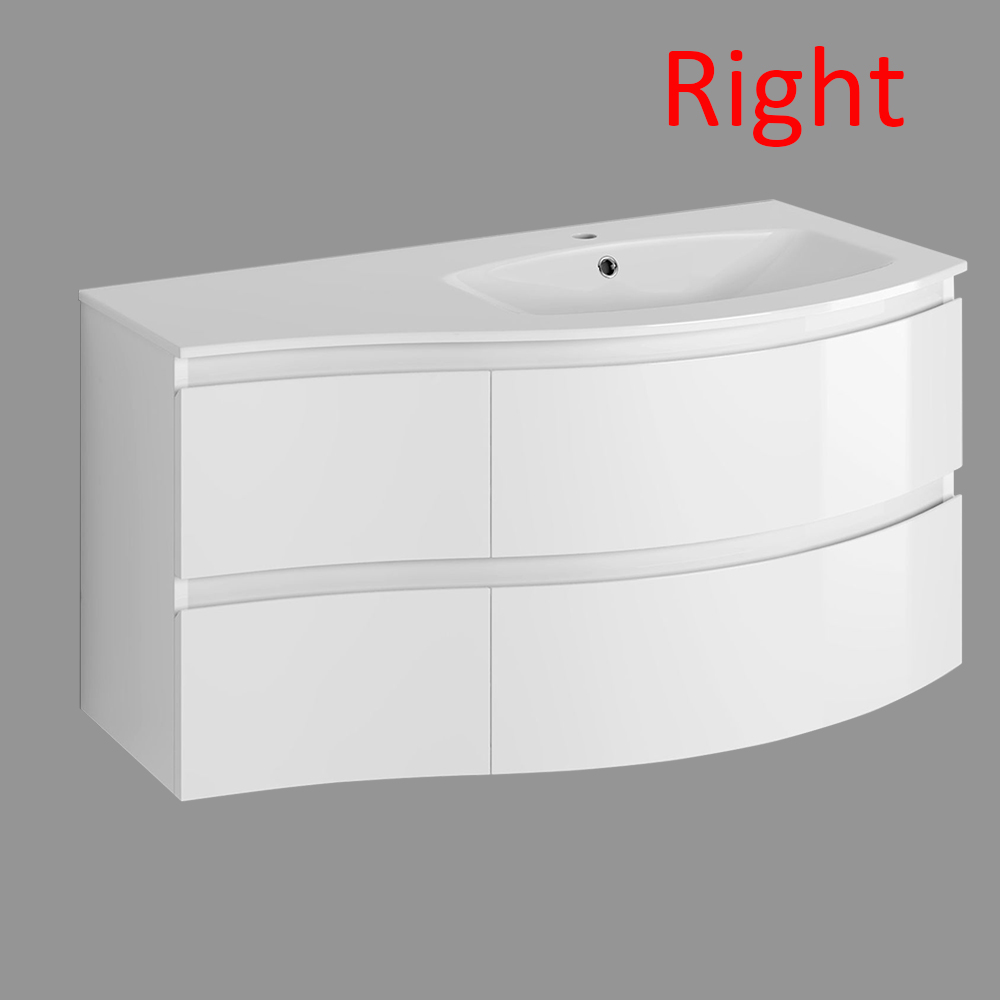 Bathroom Basin Vanity Unit 2 Drawer Curved Furniture Left Right
