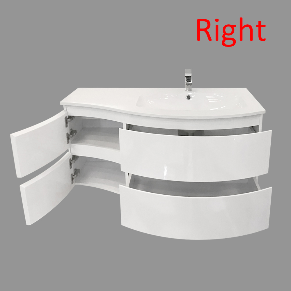 Bathroom Basin Vanity Unit 2 Drawer Cabinet Curved Furniture Left Right Hand Ebay 