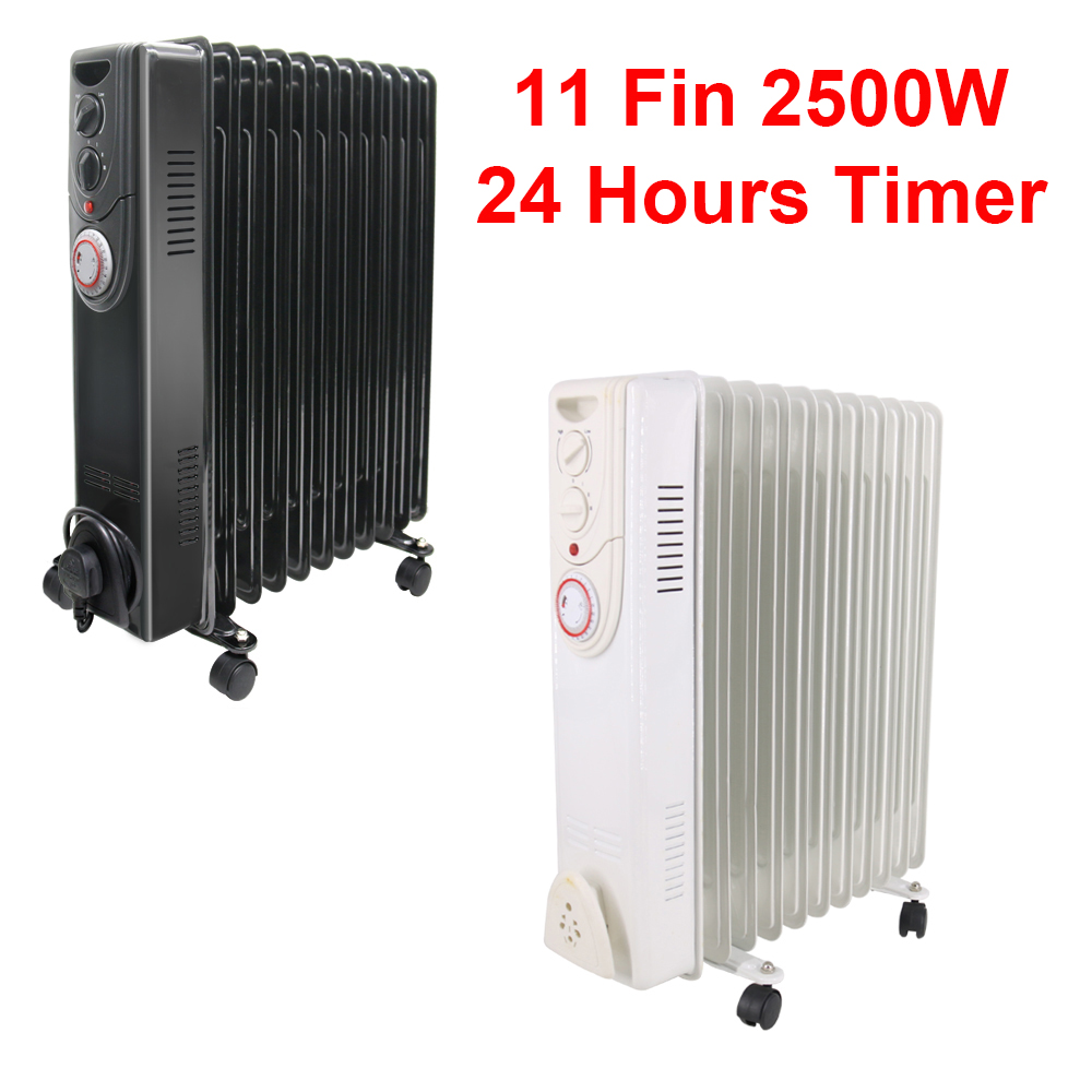 Oil Filled Radiator Portable Electric Heater Thermostat 6 7 9 11 Fin White Black