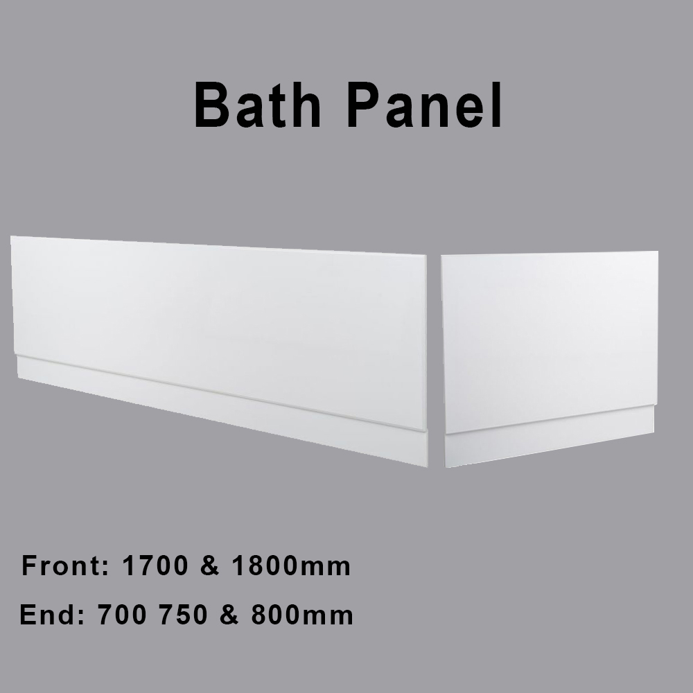 Gloss White Modern Bathroom MDF Wooden Bath Adjustable Front Side End
