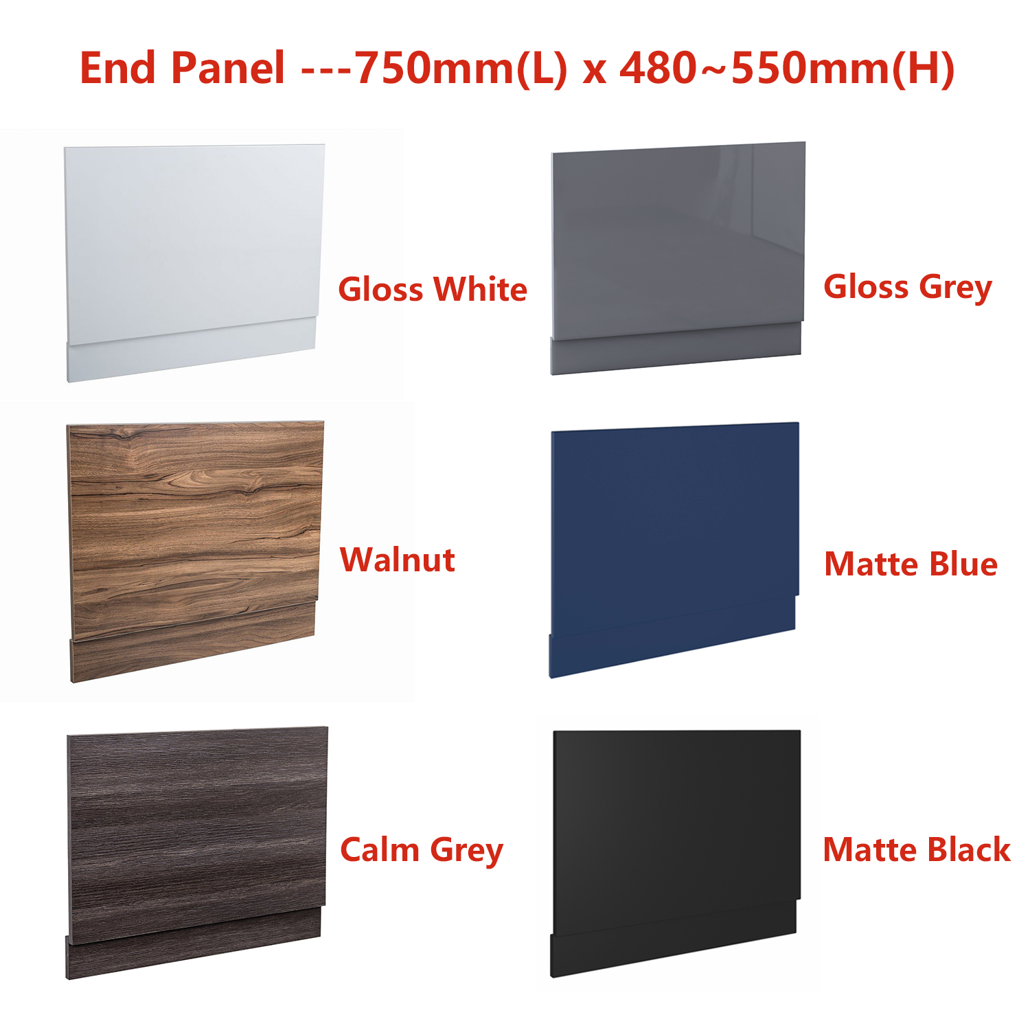 Modern Bathroom MDF Wooden Bath Panel L Shape Front Side End Easy Cut Sizes