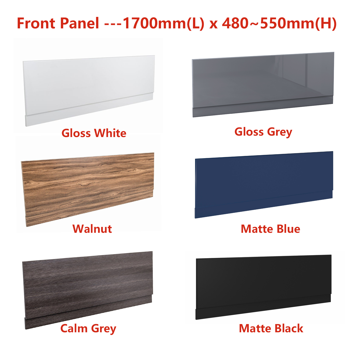Modern Bathroom MDF Wooden Bath Panel L Shape Front Side End Easy Cut Sizes