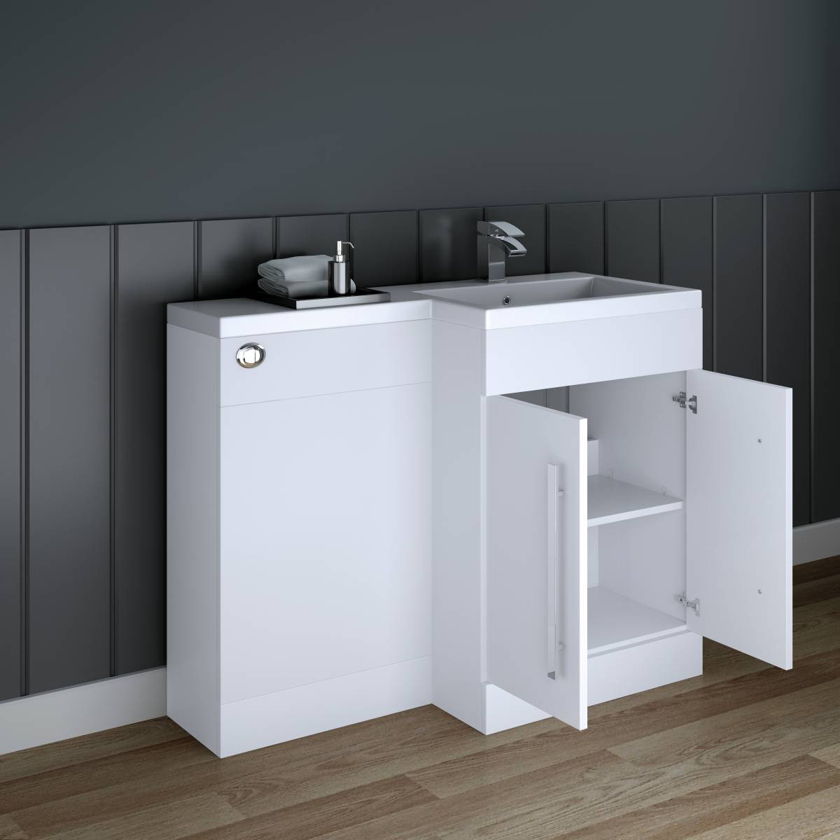 Bathroom Basin Sink Vanity Unit Back to Wall Toilet Suite 