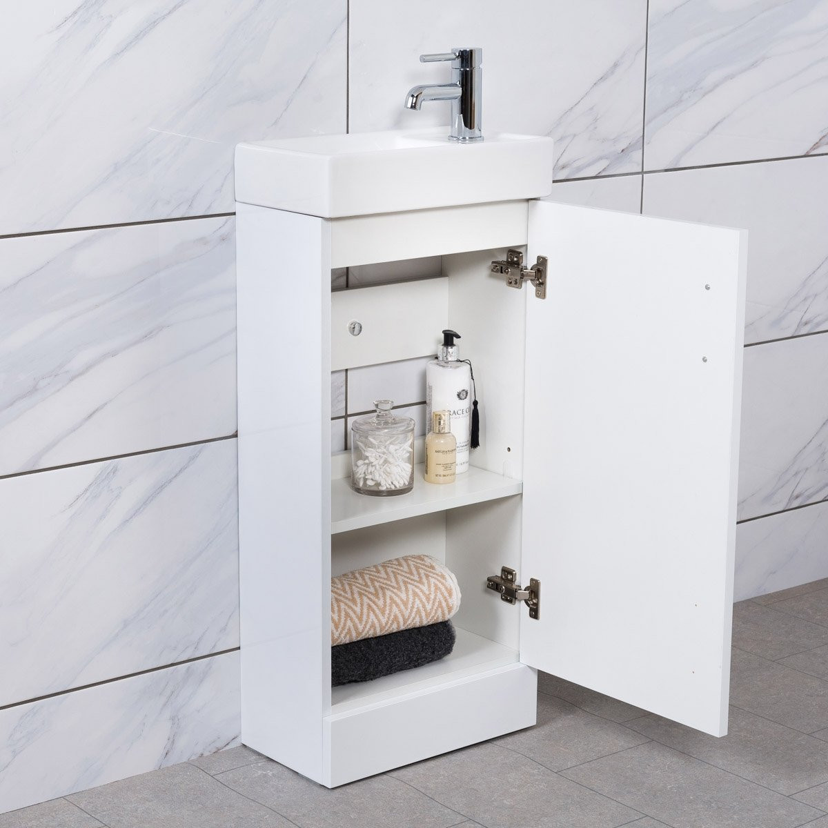 Bathroom Cloakroom Vanity Sink Ceramic Basin Cabinet Storage Unit 400mm