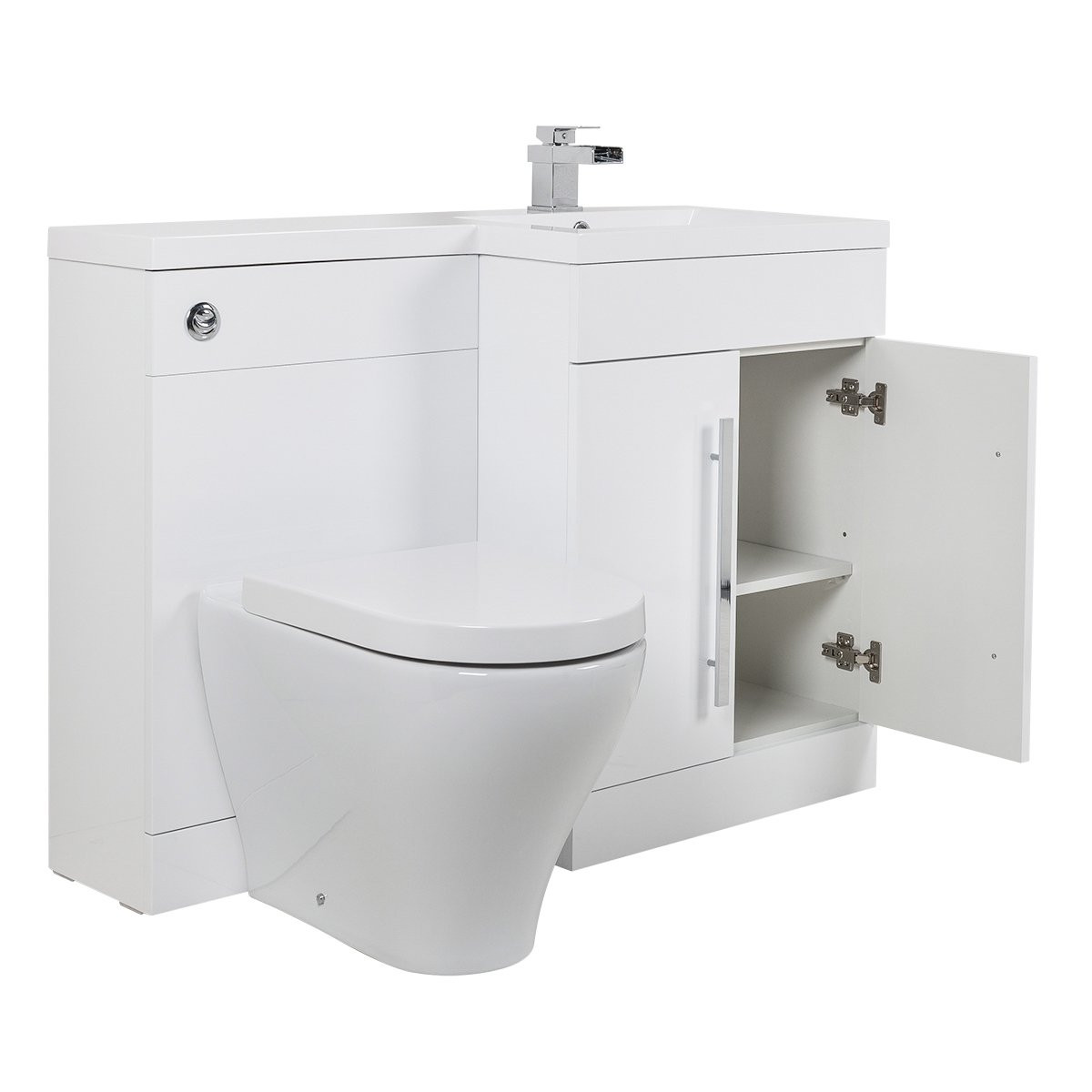 Bathroom Basin Sink Vanity Unit Back to Wall Toilet Suite Tall