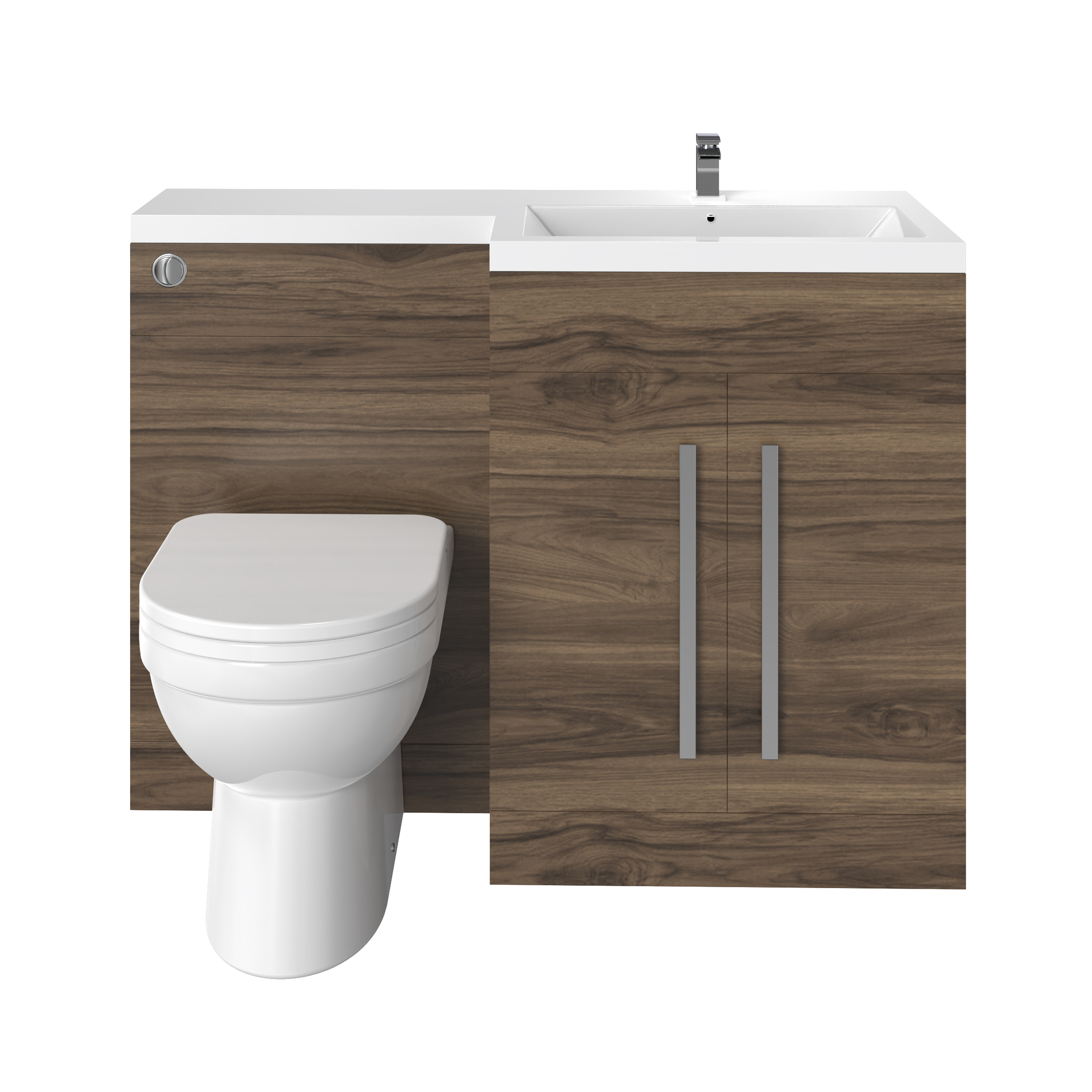 L-Shape Vanity Unit LH/RH Basin Sink Back to Wall Toilet Bathroom Tall ...