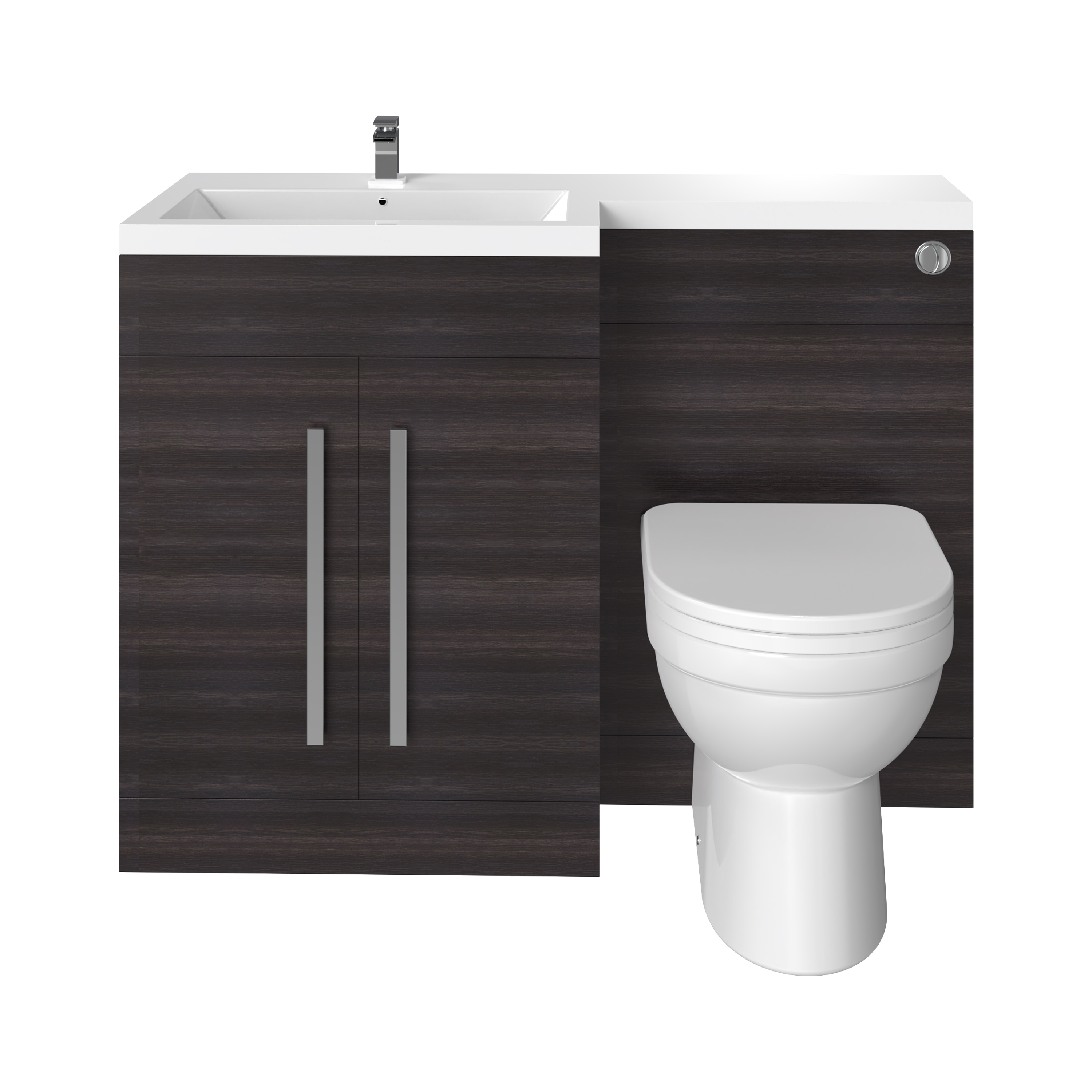 L-Shape Vanity Unit LH/RH Basin Sink Back to Wall Toilet Bathroom Tall ...