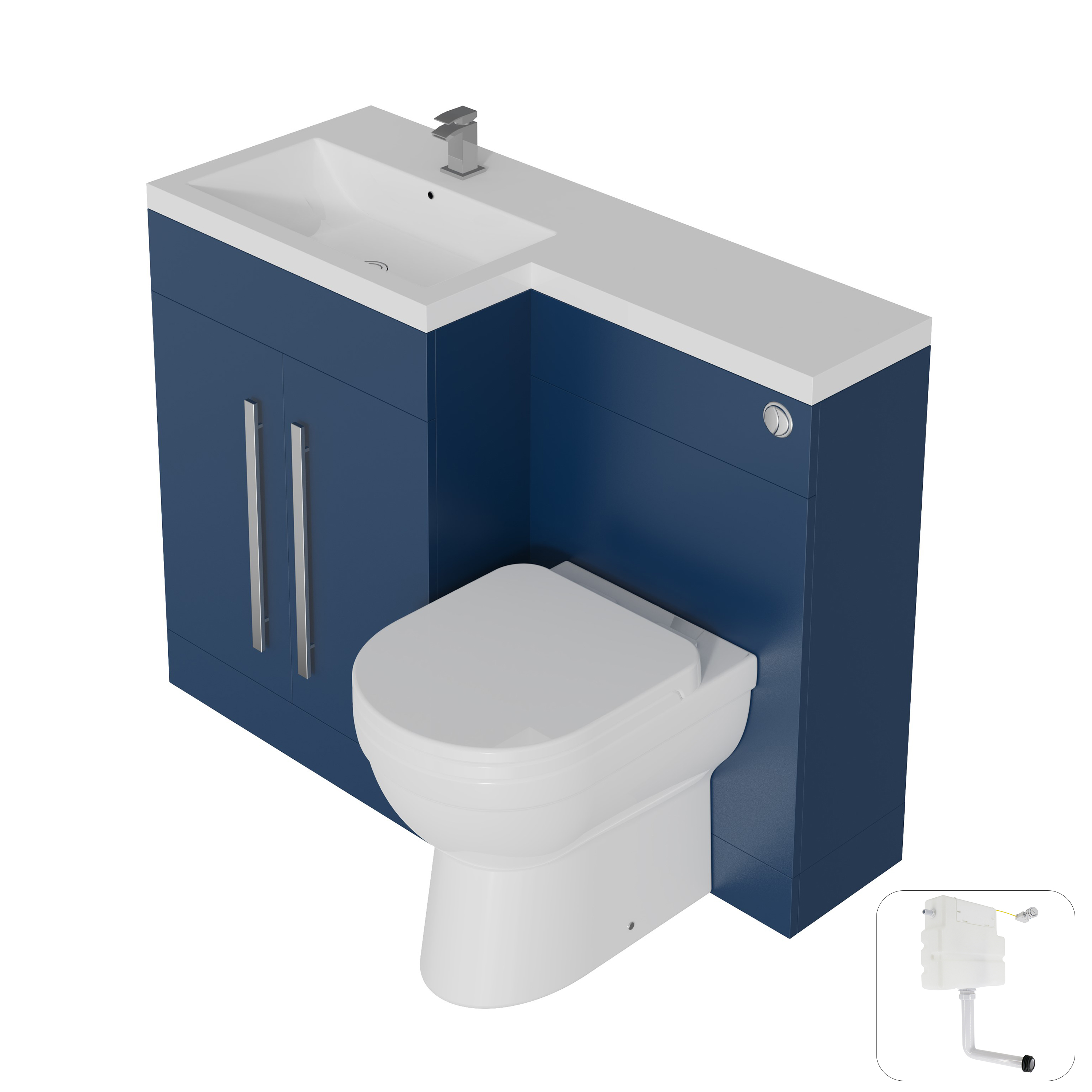 Bathroom Matt Navy Blue Furniture Suite Basin BTW Toilet LH RH Vanity