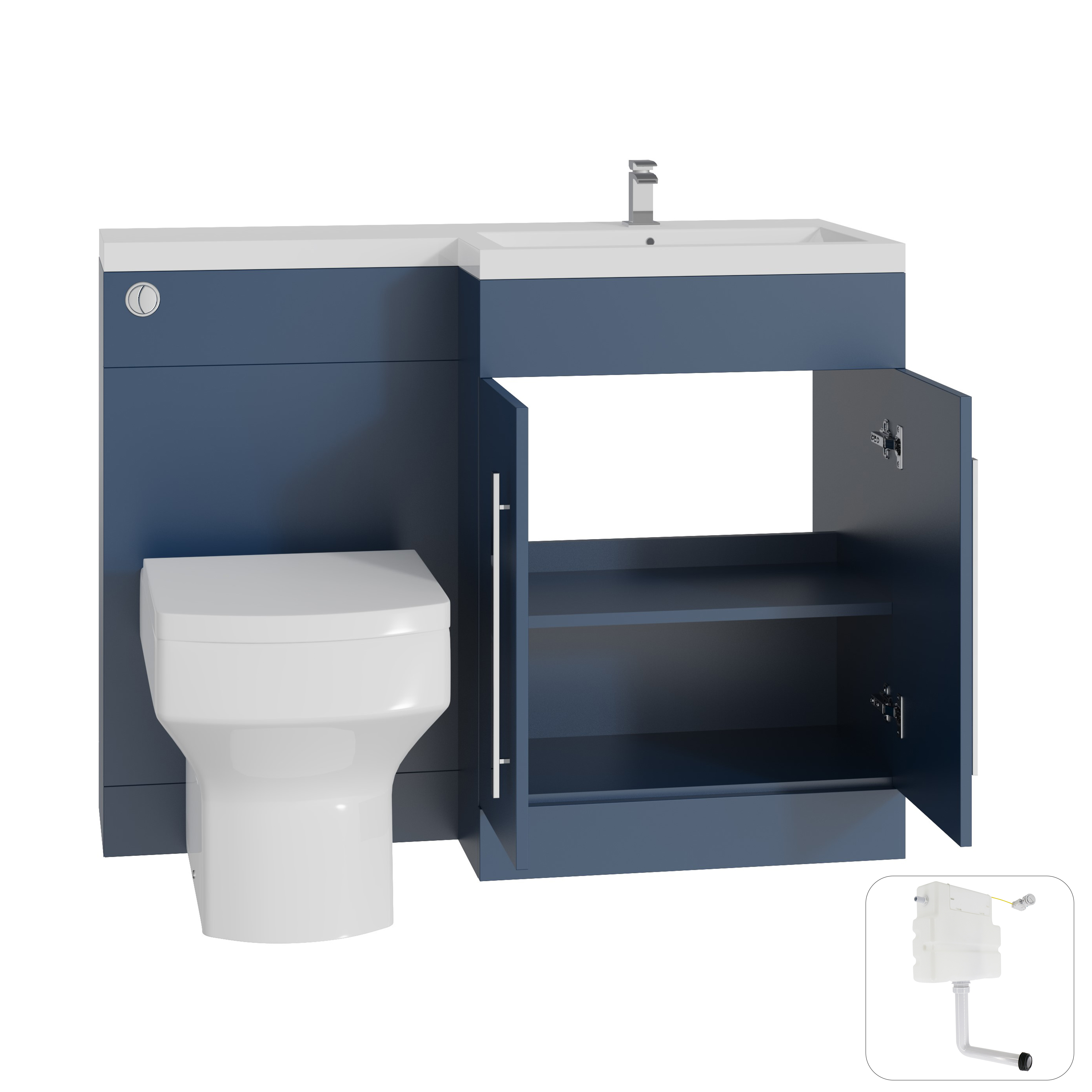 Bathroom Matt Navy Blue Furniture Suite Basin BTW Toilet LH RH Vanity ...