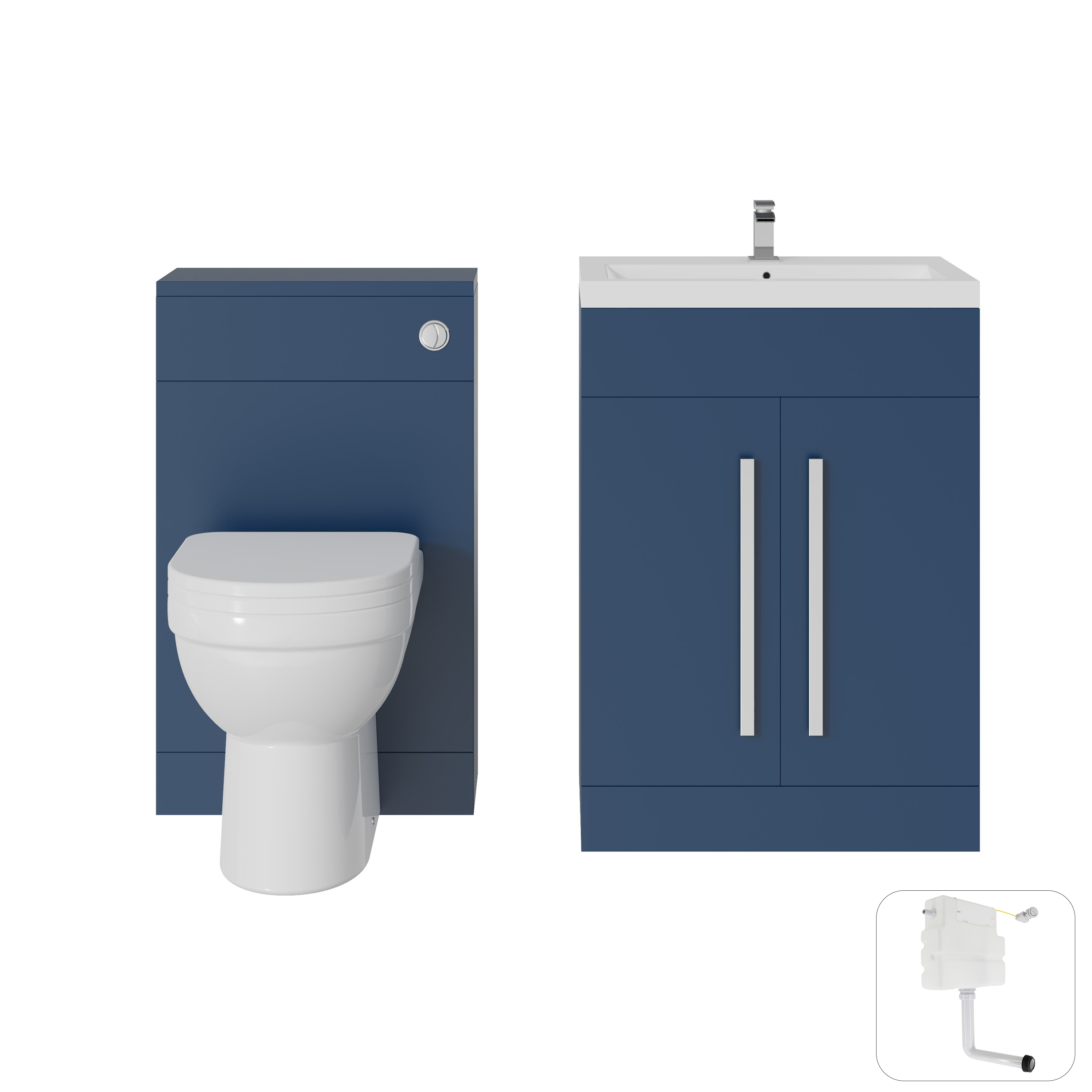 Bathroom Matt Navy Blue Furniture Suite Basin BTW Toilet LH RH Vanity