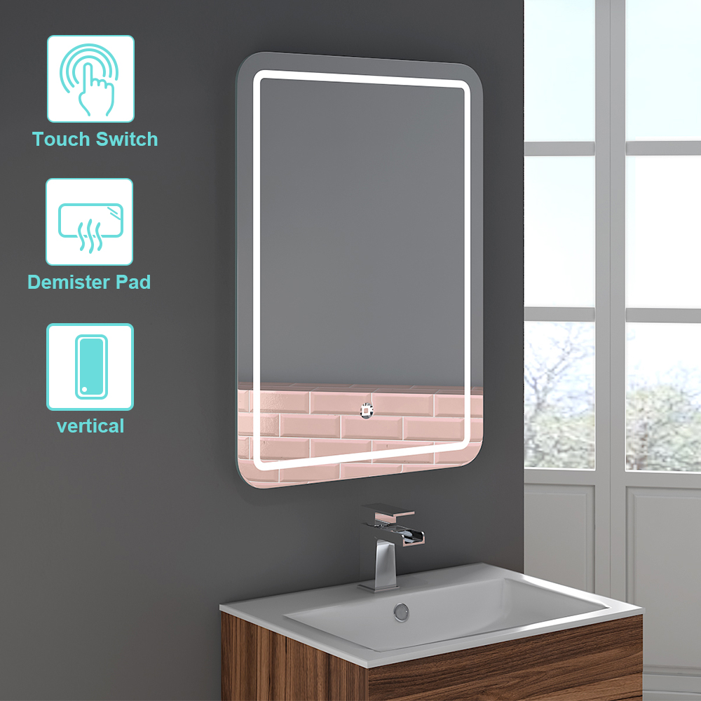 LED Illuminated Bathroom Mirror Light Demister Pad W/ Button Touch ...