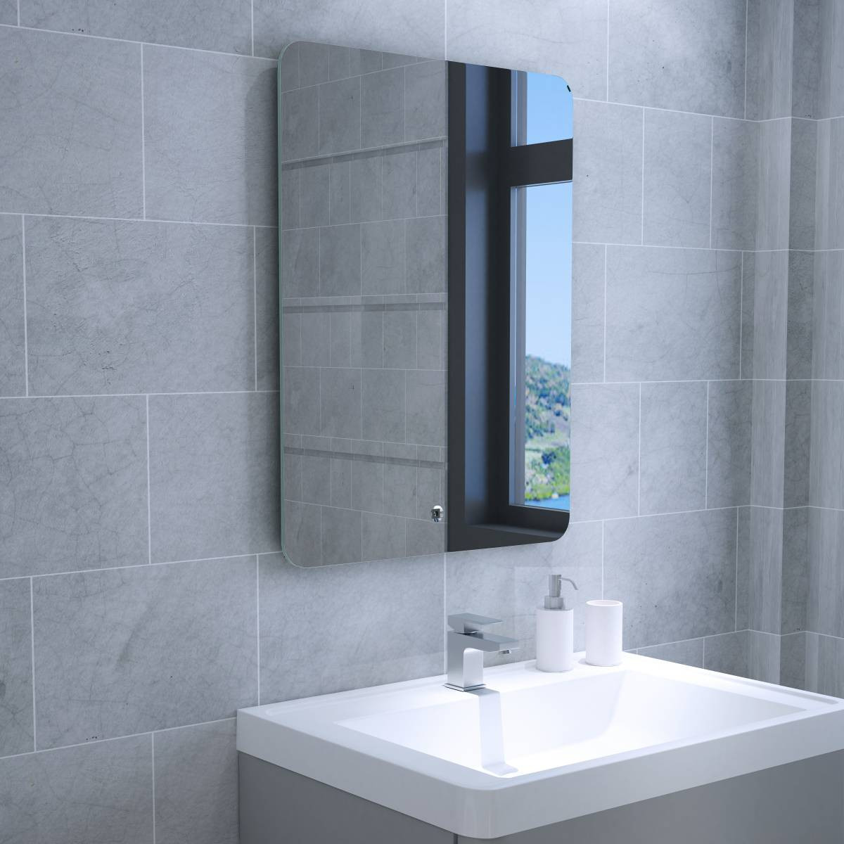 LED Illuminated Bathroom Mirror Light Demister Pad W/ Button Touch ...