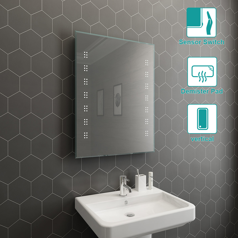 LED Illuminated Bathroom Mirror Light Demister Pad W/ Button Touch ...