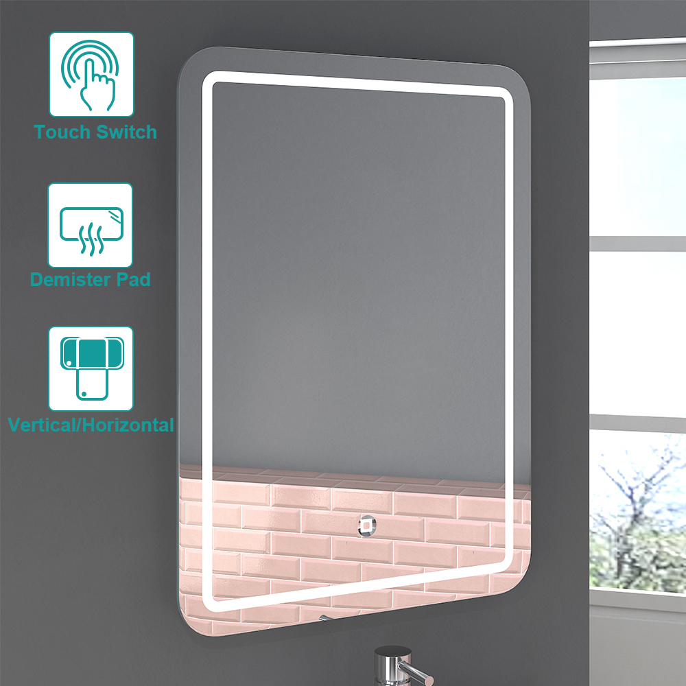 LED Illuminated Bathroom Mirror Light Demister Pad W/ Button Touch ...