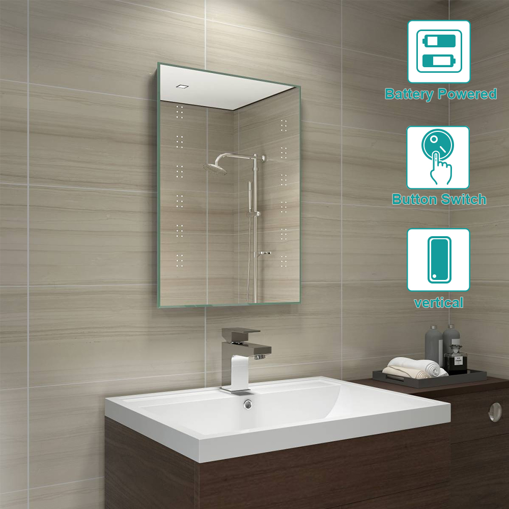 Modern Battery Operated Illuminated LED Bathroom Wall Mounted Mirror