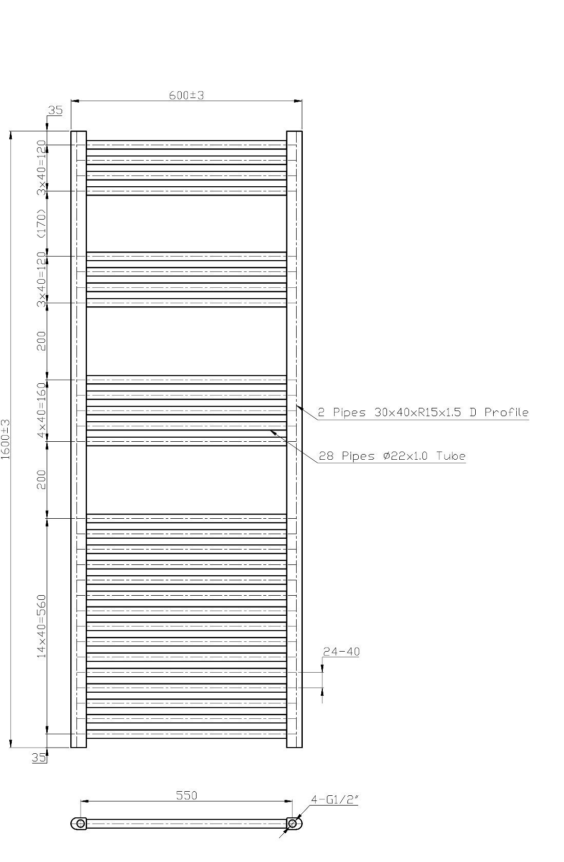 Bathroom Straight Heated Towel Rail Radiator Ladder Warmer Chrome All ...