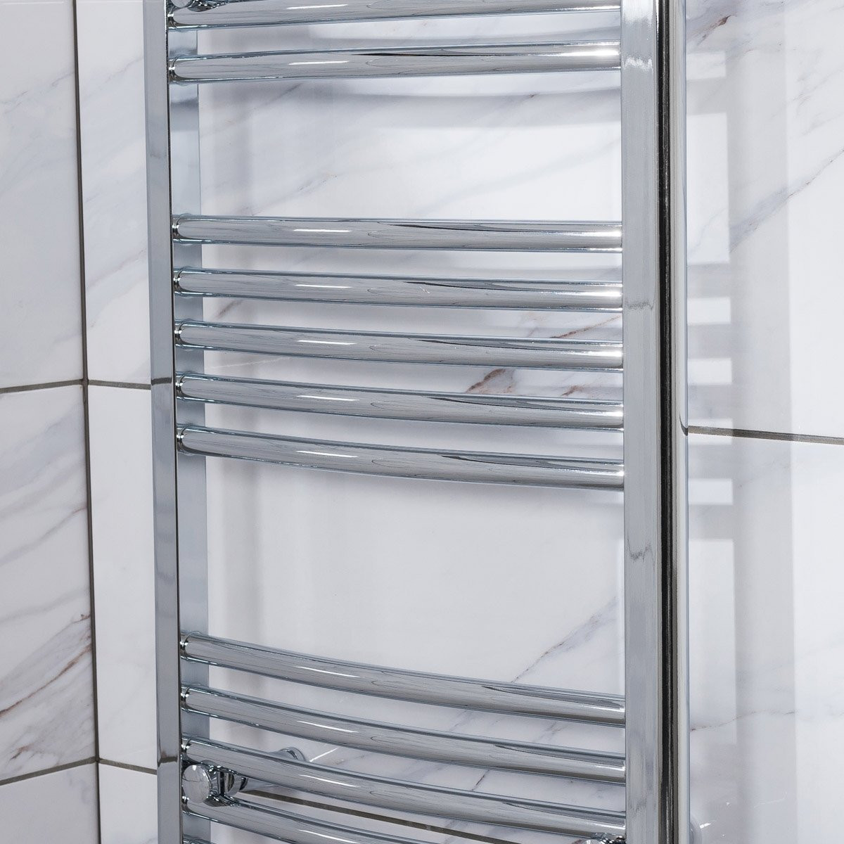 Designer Bathroom Chrome Curved Heated Towel Rail Warmer Radiator Rad ...