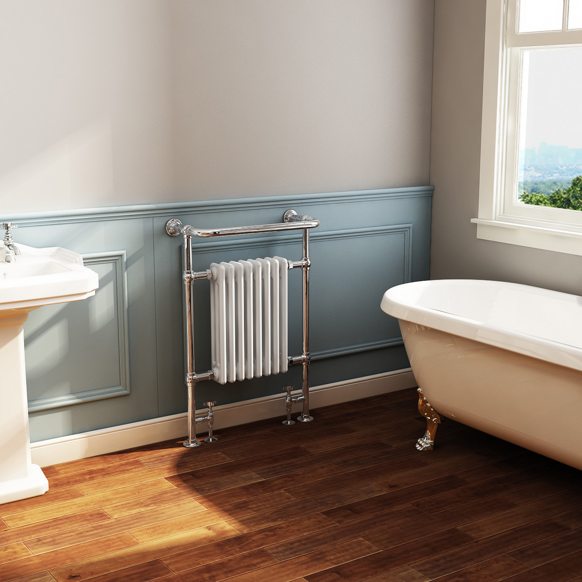 Bathroom Traditional Victorian Heated Towel Rail Radiators Free w ...
