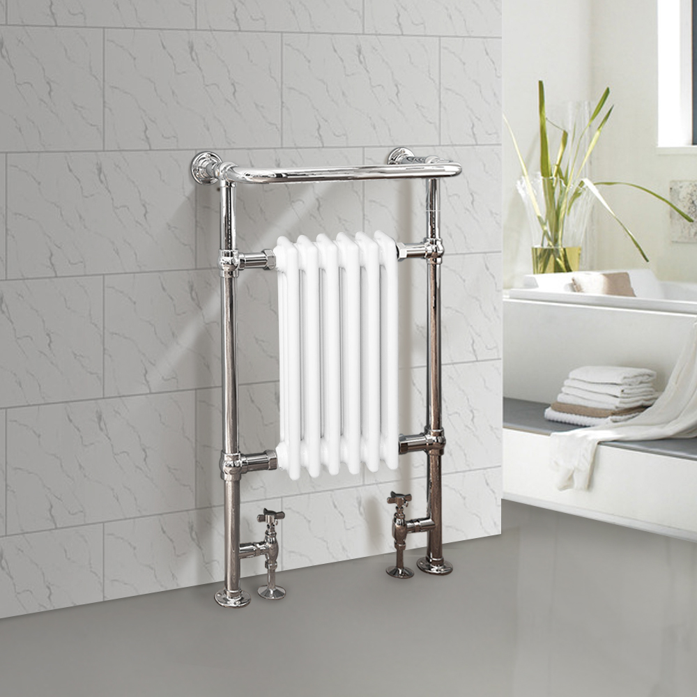Vertical Horizontal Cast Iron Style Traditional Radiator Heated Towel Rail White