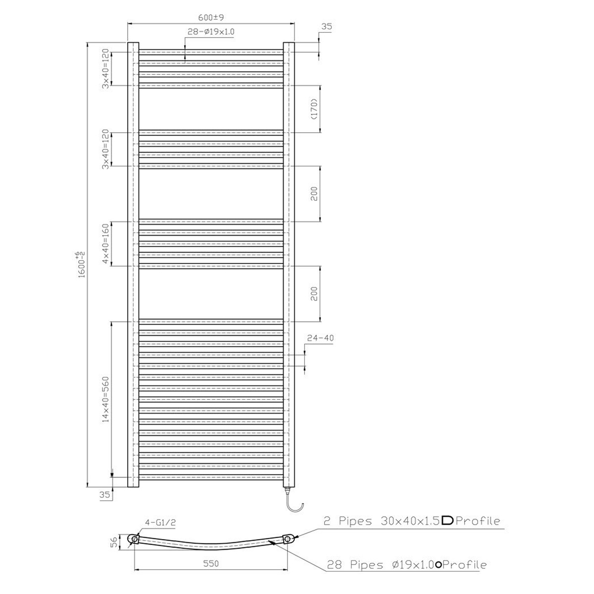 Bathroom Electric Curved Towel Warmer Ladder Heated Radiator Towel Rail Steel eBay