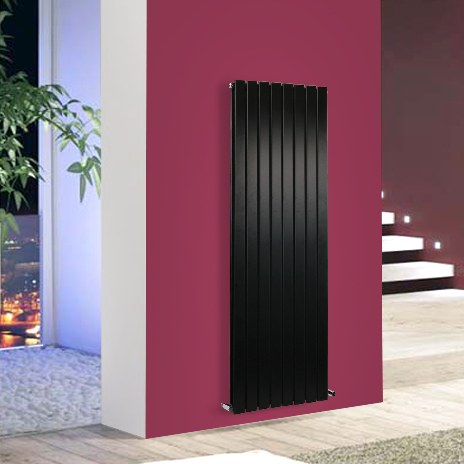 Vertical Designer Radiator Flat Panel Double Column Tall Upright Rads 1800x544mm Ebay