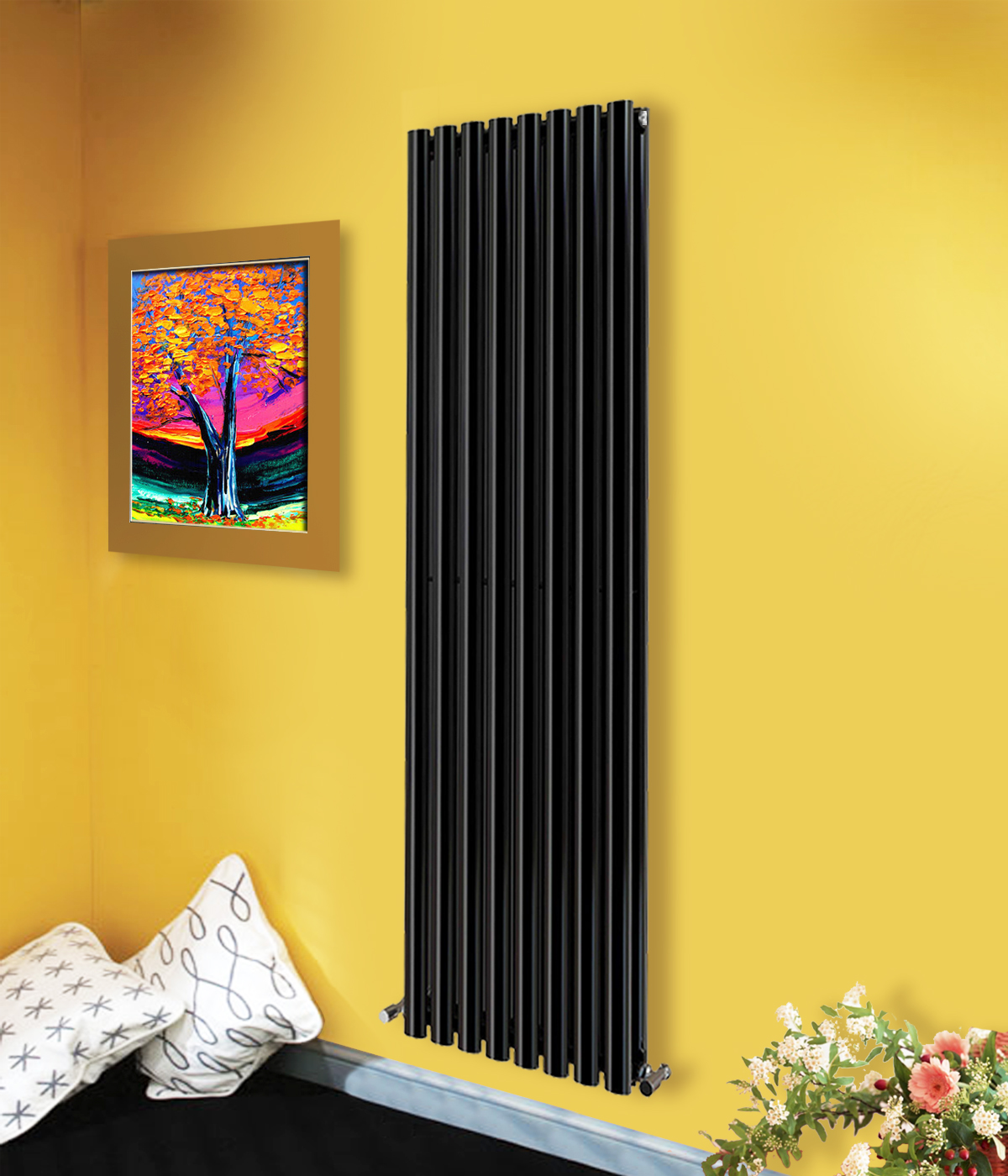 1800 x 472mm Vertical Oval Column Bathroom Designer Radiator Double
