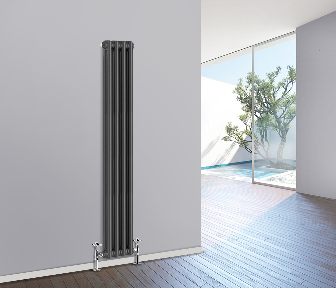 Traditional Column Vertical Vintage Radiator Anthracite Cast Iron Style