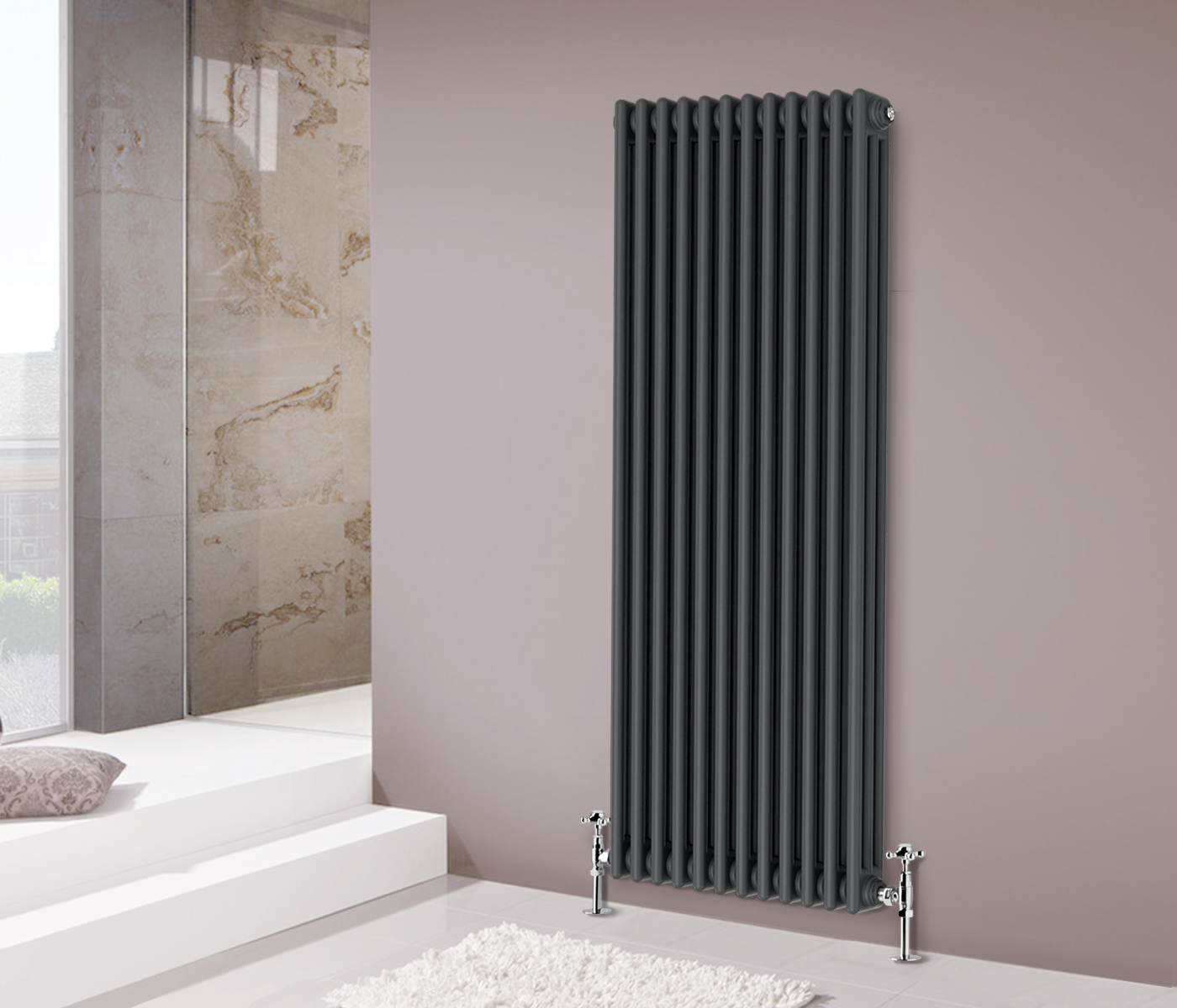 Traditional Column Vertical Vintage Radiator Anthracite Cast Iron Style ...