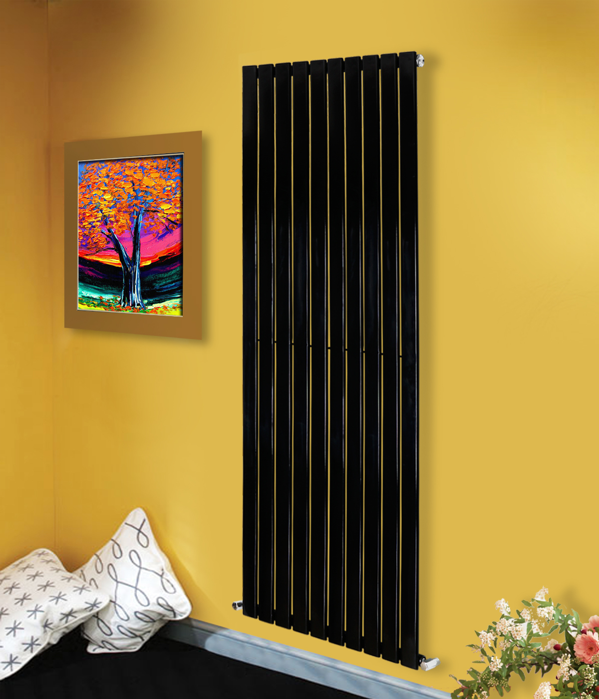 Vertical Flat Panel Designer Tall Upright Rads Radiator Normal Black