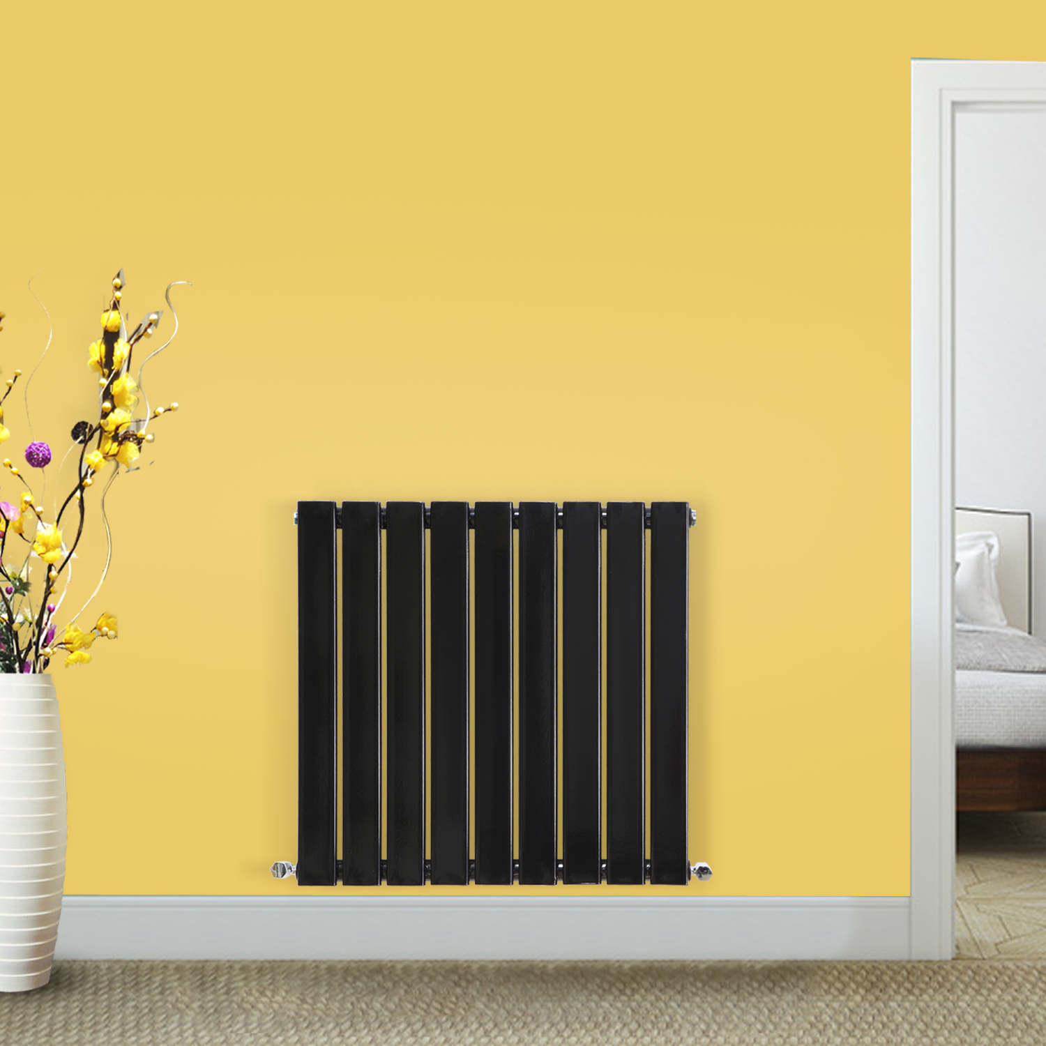 Black Designer Radiator Flat Panel Column Bathroom Heater Central Heating New