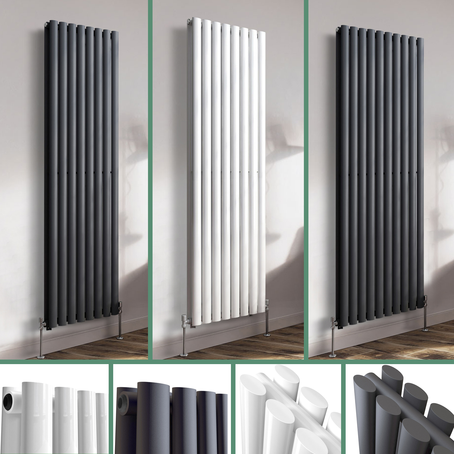 Vertical Designer Oval Column Radiator Double Panel Central Heating