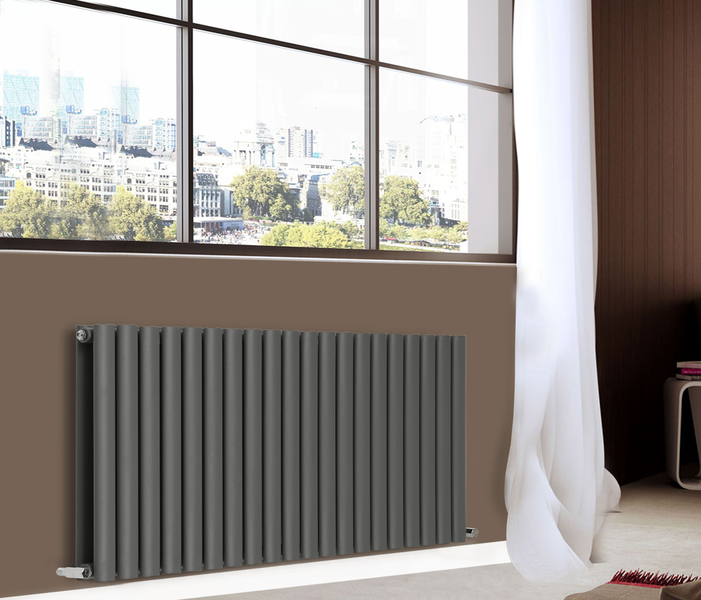 Horizontal Designer Column Panel Radiators Central Heating Anthracite ...