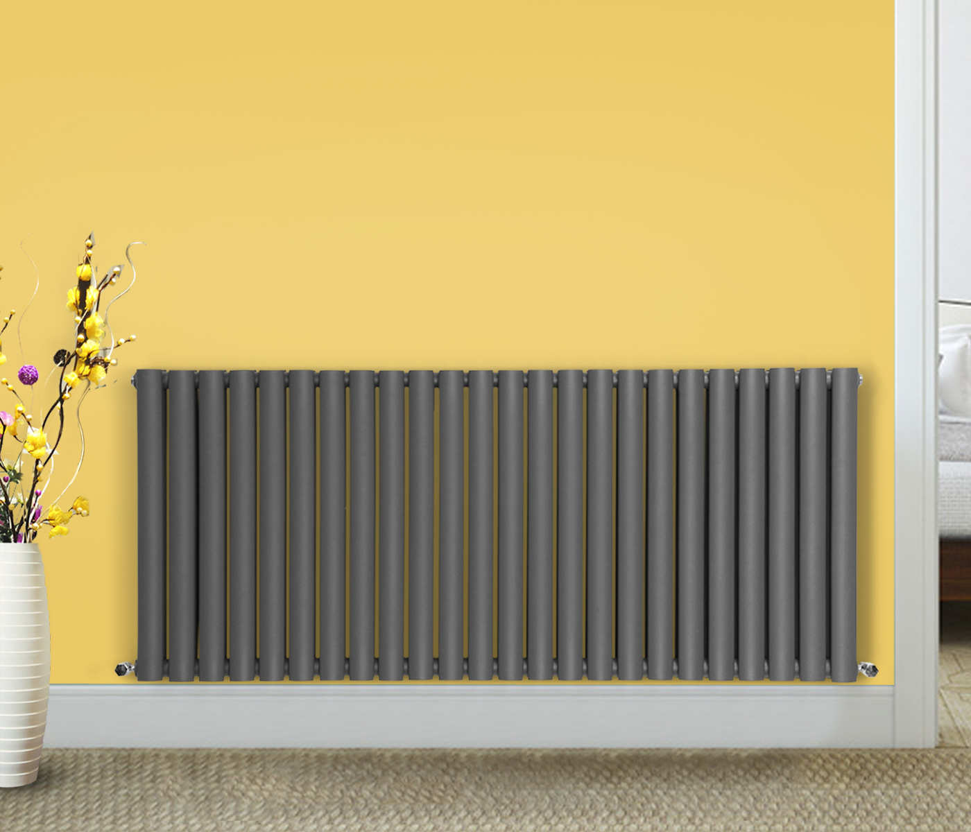 Modern Horizonal Vertical Designer Anthracite Double Panel Oval Column