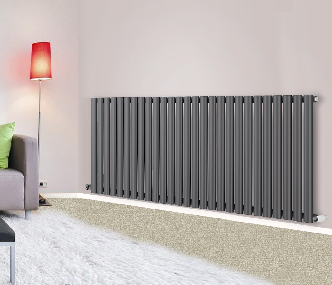 Horizontal Designer Column Panel Radiators Central Heating Anthracite ...
