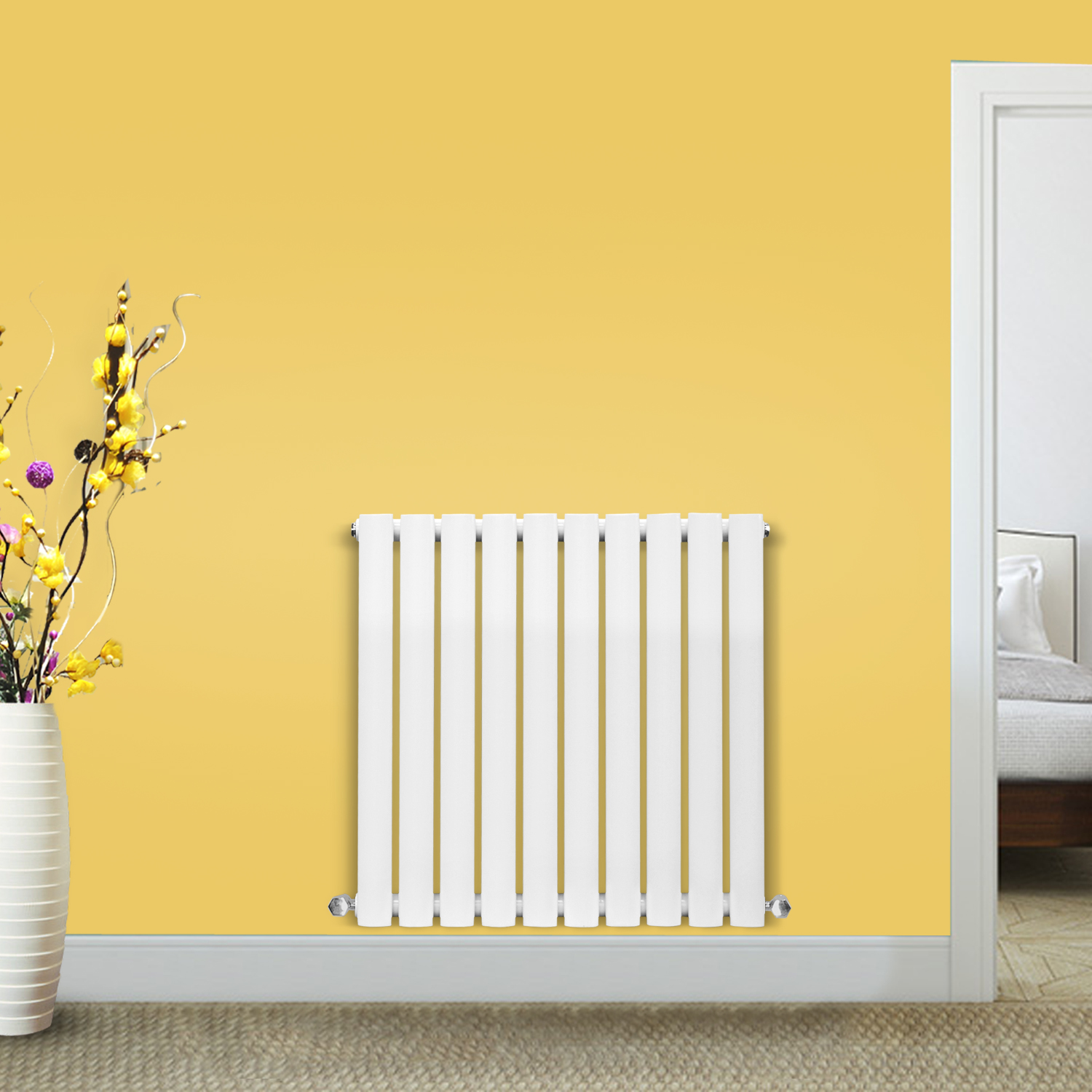 Horizontal Oval Column Designer Radiators Panel Rad White Anthracite Modern