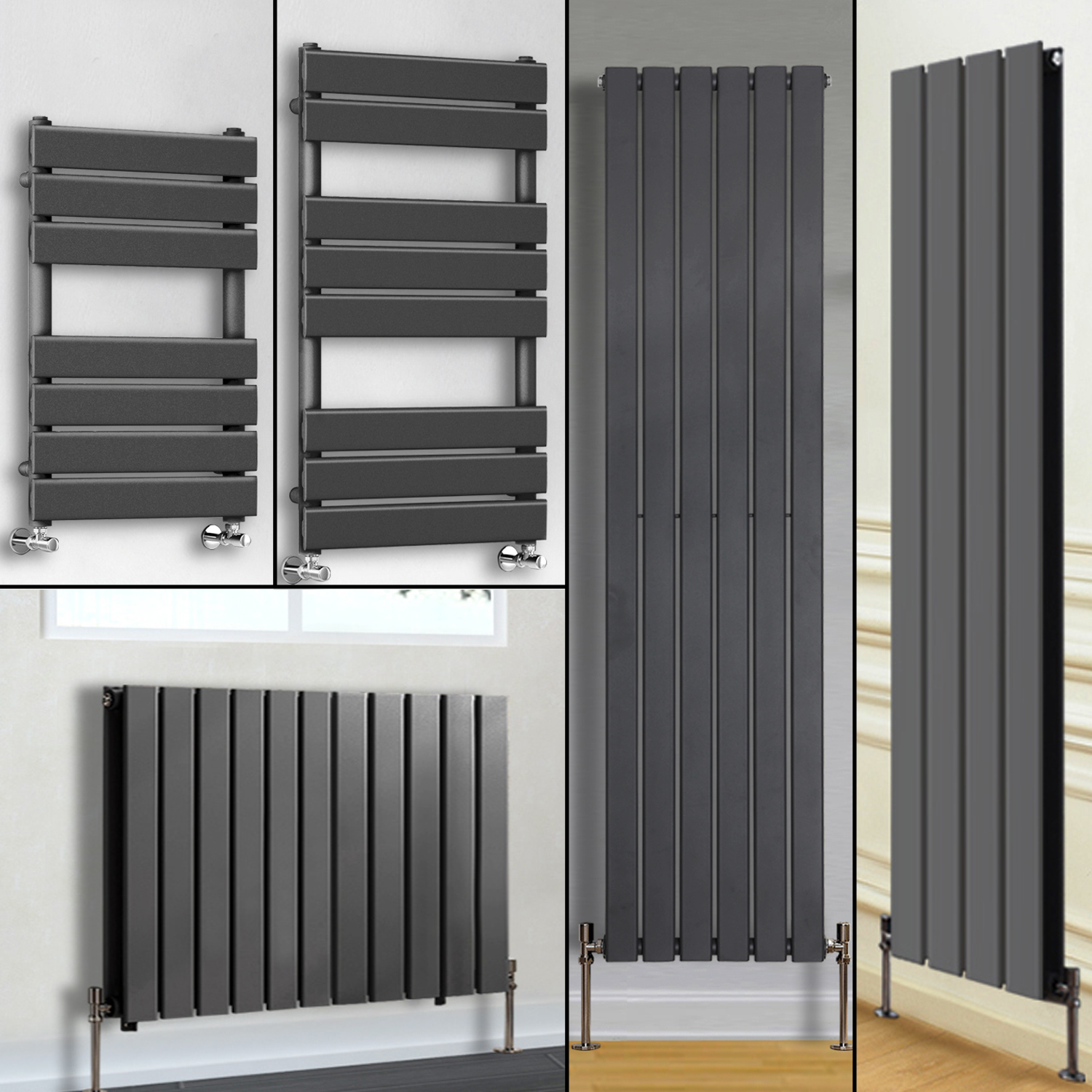 NRG 1800x408 Vertical Flat Panel Designer Radiators Central Heating Rad Black DIY & Tools