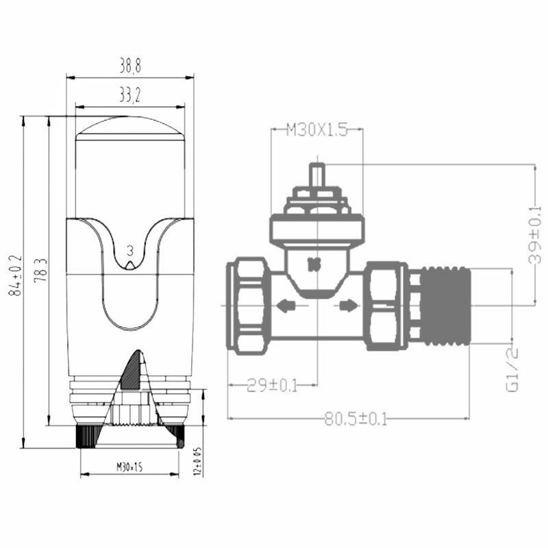 Thermostatic Radiator Valves 1/2" Angled/Straight Towel Rail Valve