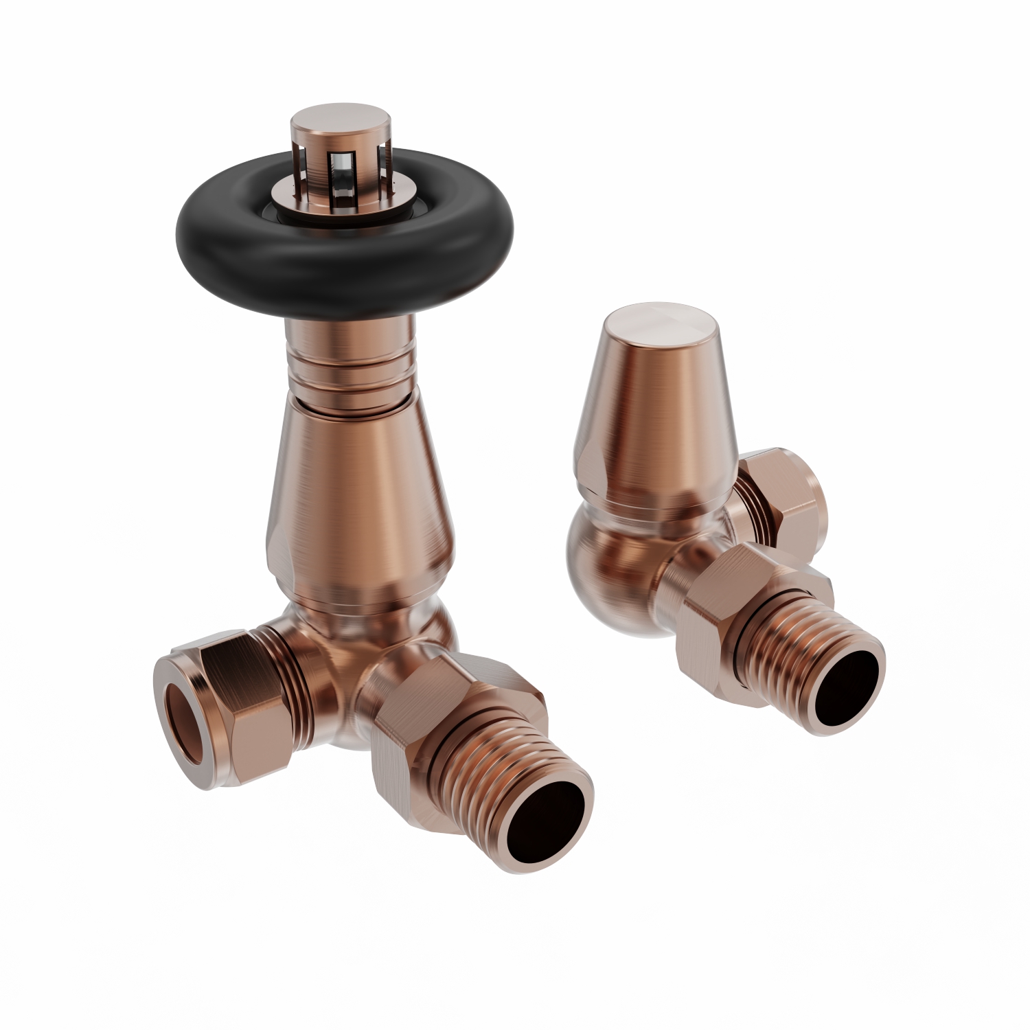 Traditional Antique Design TRV Thermostatic Brass Corner Radiator Valves Pair