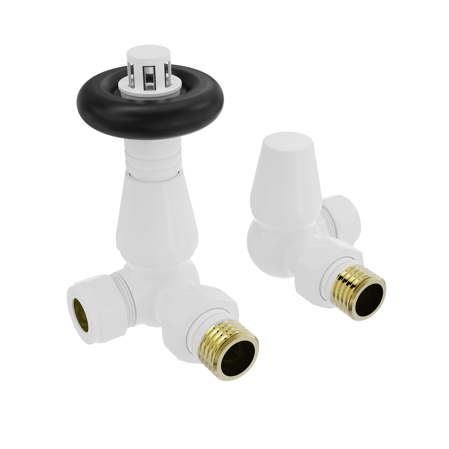 Traditional Antique Design TRV Thermostatic Brass Corner Radiator Valves Pair