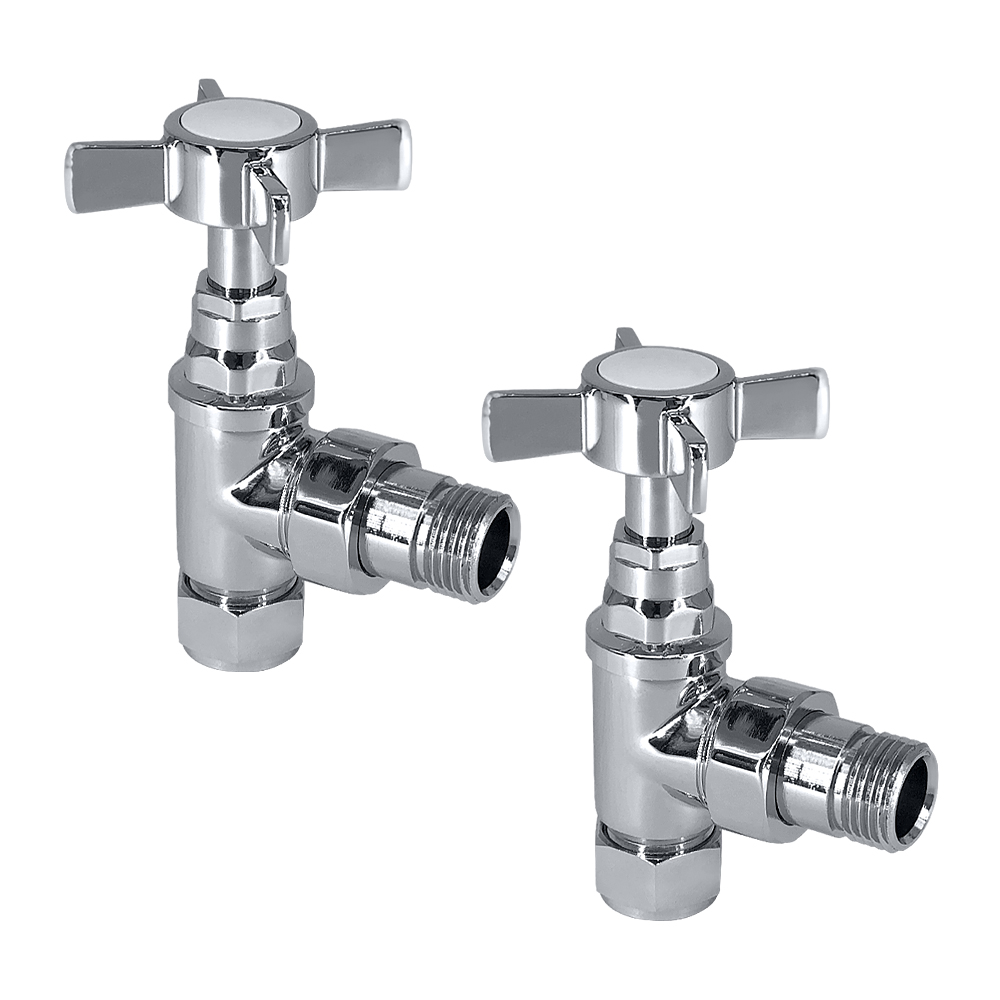 One Pair Traditional Angled Valves Towel Rail Radiator Valves Brass 15mm x 1//2/"