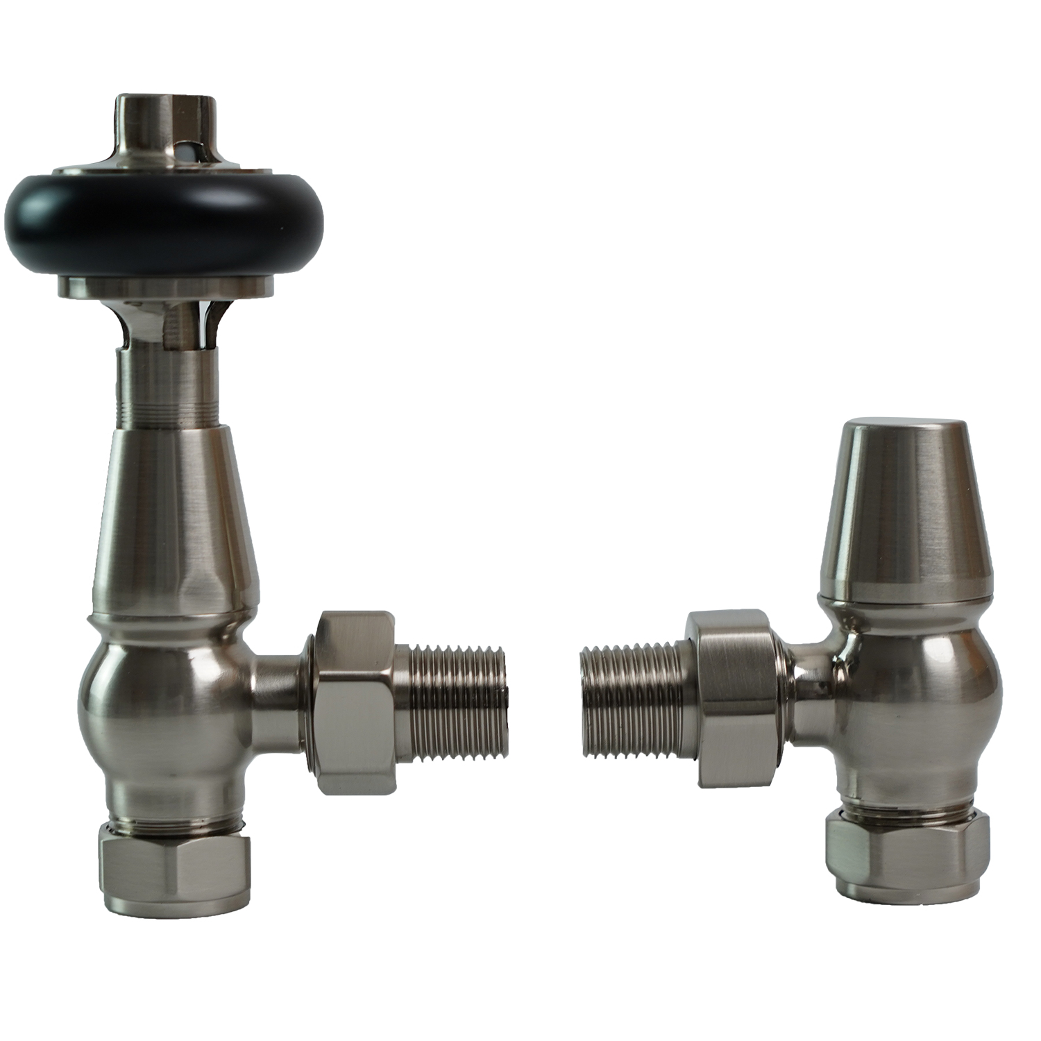 Traditional Antique Design TRV Thermostatic Brass Angled Radiator Valves Pair