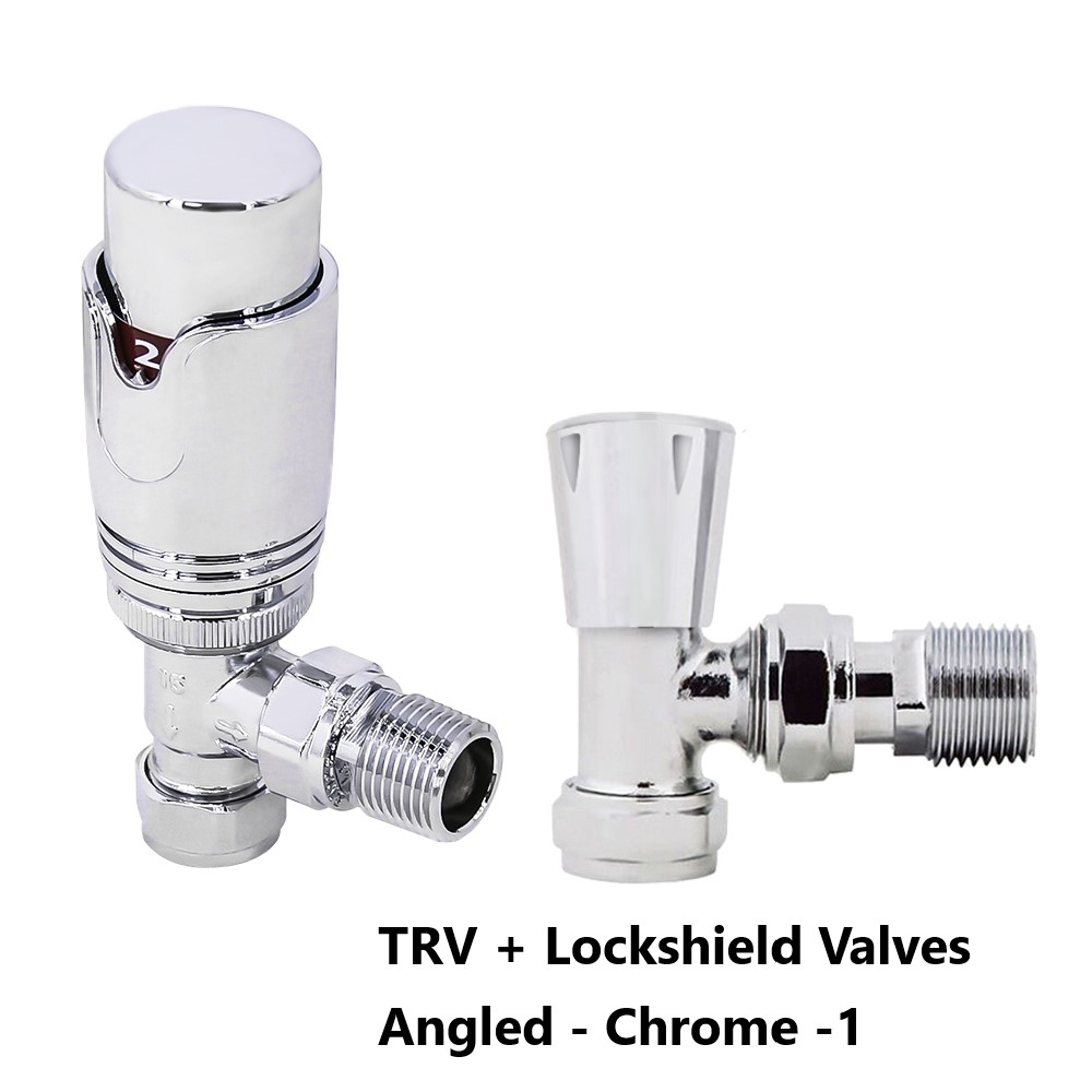 Thermostatic TRV Radiator Valves Set Angled/Corner/Straight Lockshield One Pair