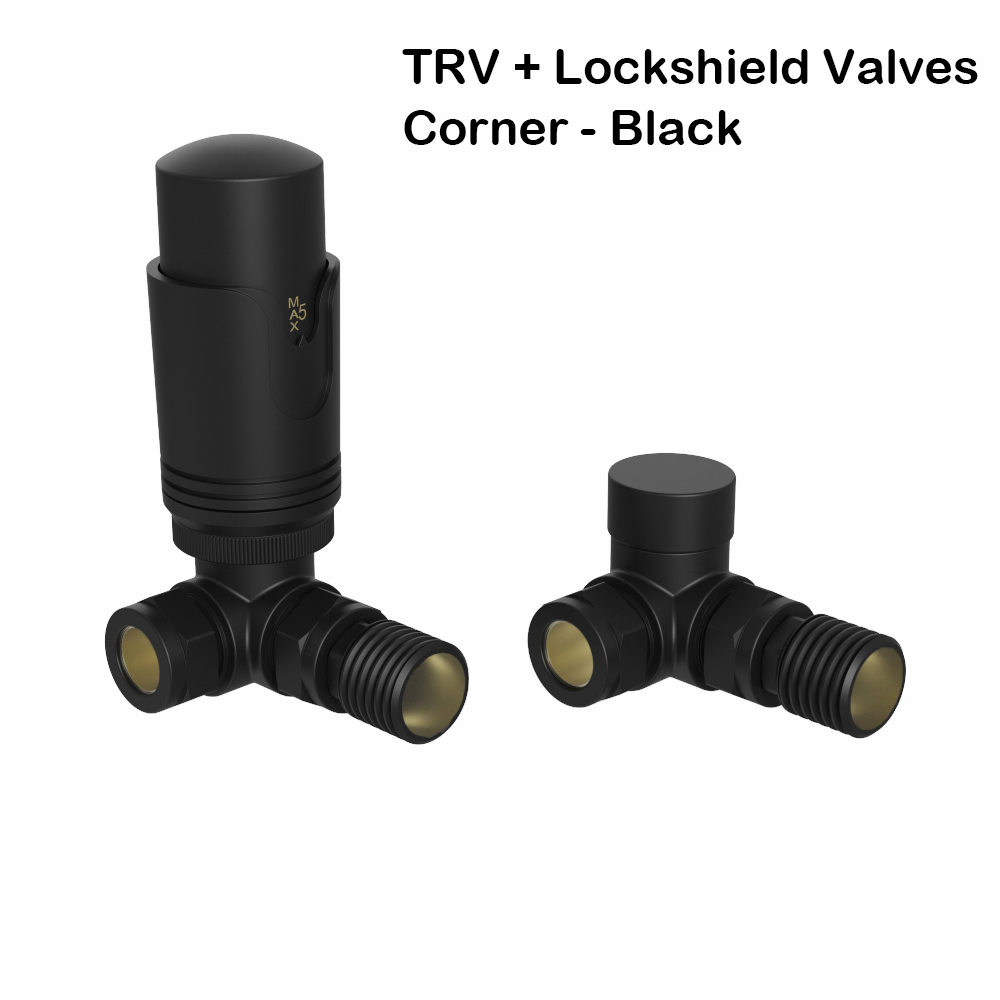 Black Designer Flat Panel Heated Towel Rail Radiator Bathroom Warmer Valves