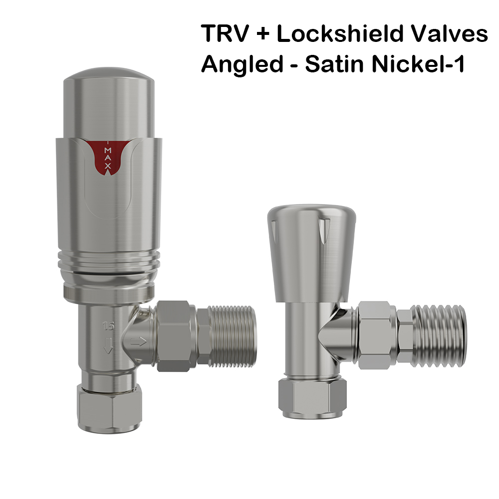 Thermostatic TRV Radiator Valves Set Angled/Corner/Straight Lockshield One Pair