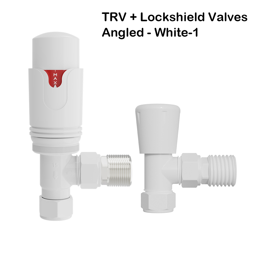 Thermostatic TRV Radiator Valves Set Angled/Corner/Straight Lockshield One Pair