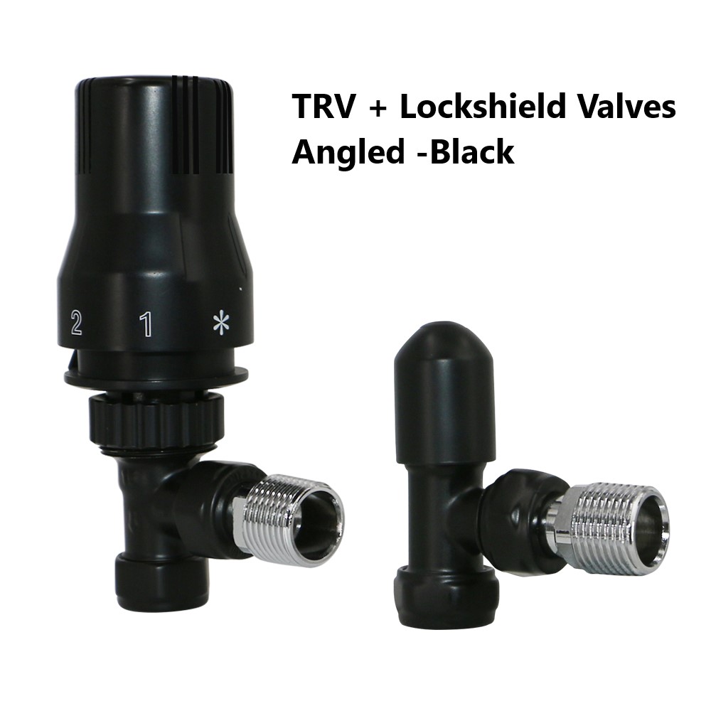 Thermostatic TRV Angled/Corner/Straight Lockshield Radiator Valves Set One Pair